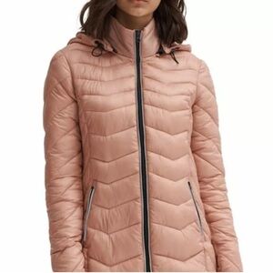 Noize Pink Rose Claire Lightweight Puffer Mid Jacket sz Small